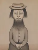 L. S. Lowry, Untitled, Laurence Stephen Lowry RA (1887-1976) 'Woman with Beard' offset lithograph in colours