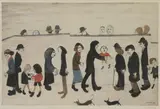 L. S. Lowry, Untitled, Laurence Stephen Lowry RA (1887-1976) 'Man Holding Child' offset lithograph in colours
