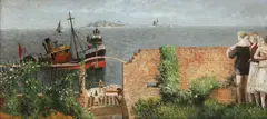 Richard Eurich, Untitled, oil on board 30 x 62cm .