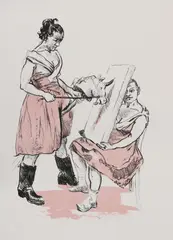 Untitled by Paula Rego, b.1935) 'The Unicorn Artist' lithograph in colours, sold Apr 2021