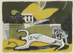 Keith Vaughan, Untitled, Keith Vaughan (1912-1977) 'The Walled Garden' lithograph in colours