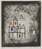 Julian Trevelyan, Untitled, Julian Trevelyan RA (1910-1988) 'Wings of a Dove' etching with colour