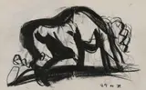 John Piper, Untitled, crayon and ink 22 x 34cm .