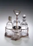 Christopher Dresser, A Hukin and Heath electroplated cruet set,