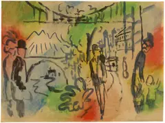 August Macke, Uferpromenade, 1914, Aquarell auf Papier
