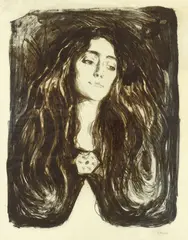 Edvard Munch, Die Brosche. Eva Mudocci, 1903, Lithografie auf dünnem Japan