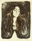Edvard Munch, Die Brosche. Eva Mudocci, 1903, Lithografie auf dünnem Japan