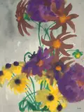 Rote, gelbe und violette Blüten by Emil Nolde, Aquarell auf Japan, sold Nov 2009