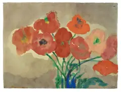 Roter Mohn by Emil Nolde, Aquarell auf dünnem Japanbütten, sold May 2008