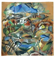 Landschaft by Otto Dix, 1917, Gouache auf braunem Papier, sold Nov 2013