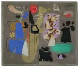 Willi Baumeister, Komposition auf Oliv (Paradies am Abend des Sündenfalls)