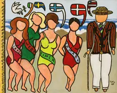 William Copley, Bathing Beauties, 1969, Acryl auf Leinwand