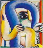 Horst Antes, Figur mit blauem Arm 2, 1964, Ei-Öl-Tempera auf Leinwand