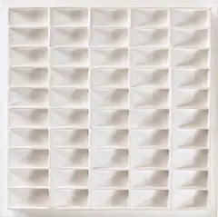 Jan Schoonhoven, R 71-24, 1971, Relief aus Papiermaché mit Latexfarbe auf Holz