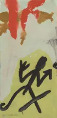 A. R. Penck, Ohne Titel. Vor 1980, Acryl auf Leinwand (Fragment). Doubliert