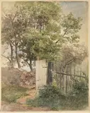 Bedřich Havránek, By the Fence, Second half of 19th century, watercolour, paper