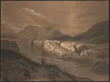 Julius Mařák, Rocky Landscape with a Rider, 1870s, pencil, charcoal, white pastel, paper