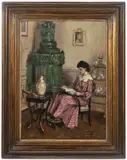 Viktor Stretti, Lady in an Armchair, 1903, oil on cardboard
