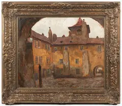 Antonín Slavíček, The Court of the Ambitus of the St. Agnes Convent, 1908, oil on cardboard