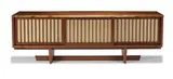 Conoid room divider by George Nakashima, Walnut and pandanus cloth, sold Jun 2018