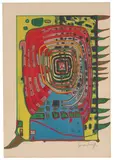 Friedensreich Hundertwasser, The False Eyelash, 1967, Lithograph on Arches paper
