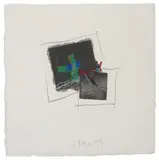 Larry Bell, Fraction #4894, 1999, Mixed-media collage with aluminum and silicon monoxide on watercolor paper
