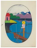 Ken Price, An Unreported Sighting (Scene for Plate), 1978, Watercolor, tempera, and pencil on paper