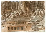 Philip Pearlstein, The Temple of Hatshepsut; Tintern Abbey (2), 1979, Color sugar-lift aquatint with roulette work on Rives BFK paper