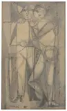 Manuel Hernández Mompó, Untitled (Two Figures), 1955, Wax crayon on paper