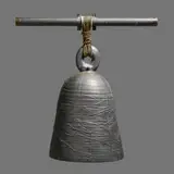 Large bell by Toshiko Takaezu, 1989, cast bronze, rope, sold Feb 2024
