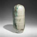 Untitled (Closed Form with rattle) by Toshiko Takaezu, c. 1988, glazed stoneware, sold Feb 2024