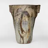 Garden Seat (with rattle) by Toshiko Takaezu, c. 1975, glazed stoneware, sold Feb 2024