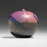Untitled (with rattle) by Toshiko Takaezu, c. 1995, glazed porcelain, sold Feb 2024