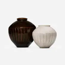 Vases, set of two by David Leach, c. 1970, glazed stoneware, sold Feb 2024