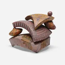 Ricky Maldonado, Tri Becca, 2006, coil-built terra cotta, hand-burnished, slip-decorated, and overglazed
