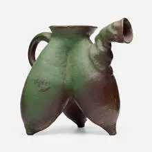 attribution Ken Ferguson, Triple Udder vessel, c. 1990, raku-fired stoneware