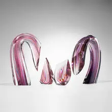 Descending Forms by Harvey Littleton, 1986, cased, hot-worked, cut, and polished glass, sold Feb 2024