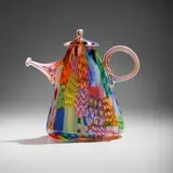Crazy Quilt Coffee Pot by Richard Marquis, 1979, glass, sold Feb 2024