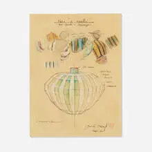 Yoichi Ohira, Vaso "a nastri" preparatory drawing, 2000, ink and colored pencil on paper