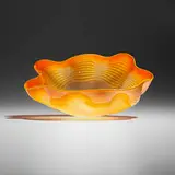 Marigold Seaform with Yellow Lip Wrap by Dale Chihuly, 1992, hand-blown glass, sold Feb 2024
