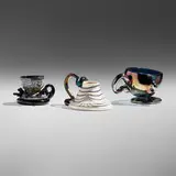 attribution Marvin Lipofsky and James Carpenter, Collection of three early cups, 1978, hand-blown glass