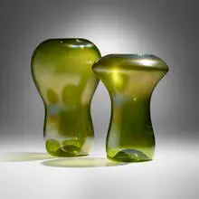 attribution Therman Statom, Early vases, set of two, c. 1980, hand-blown glass
