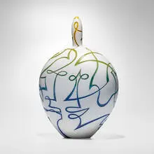 Dan Dailey, Radio Opera (from the White Forms series), 2015, hand-blown, sandblasted, and acid-polished glass, vitreous enamel