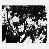Birmingham Race Riot (from the X + X (Ten Works by Ten Painters) portfolio) by Andy Warhol, 1964, screenprint in colors on wove paper, sold Feb 2024