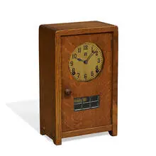 mantel clock by Gustav Stickley, sold Jun 2021
