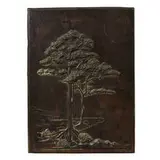 Hans Jauchen for Jauchen's Olde Copper Shop, landscape relief plaque of Monterey cypress
