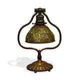 desk lamp: blown-out shade on Harp base, #419 by Tiffany Studios, sold Jun 2021