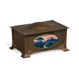 Arts & Crafts, box with scenic enamel insert and domed lid