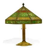 Bradley & Hubbard, overlay decorated table lamp