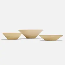 Monumental planters, set of three by Lagardo Tackett, c. 1964, bisque earthenware, sold Sep 2018